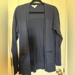 Time and Tru Navy Ribbed Open Cardigan
